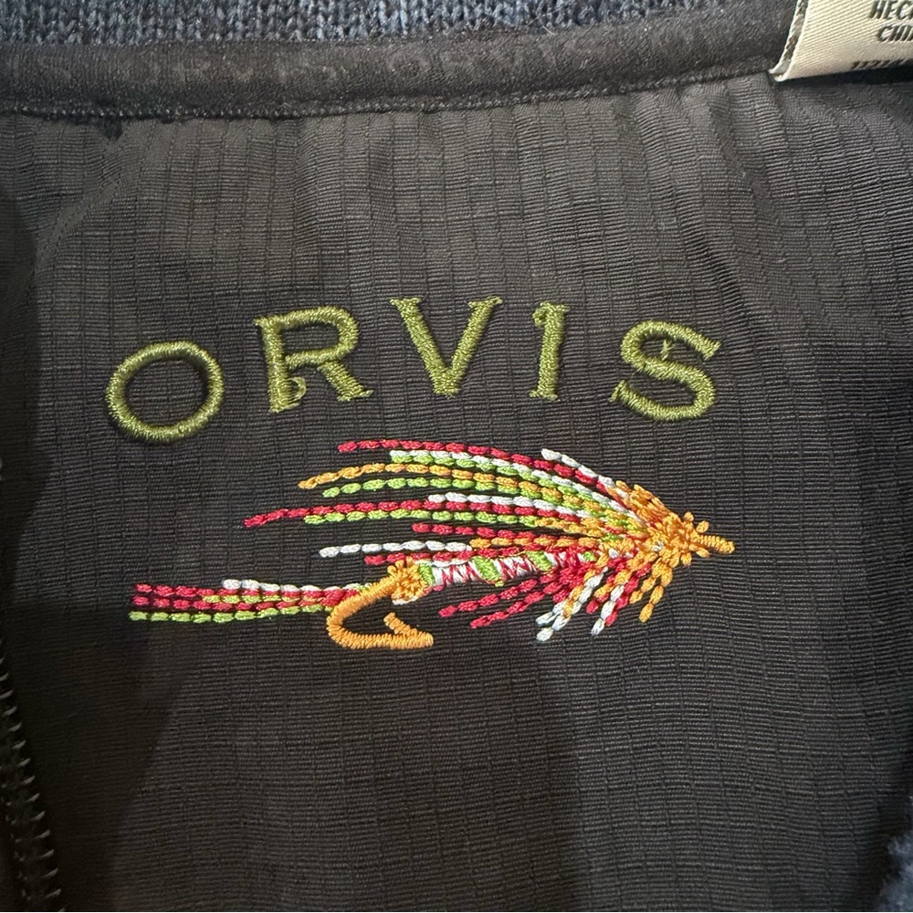 Orvis Black Jacket with Multicolor Embroidered Fly - Picture 2 of 8